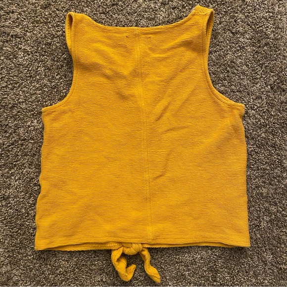 Madewell Yellow Ribbed Tie Front Blouse - Picture 3 of 7